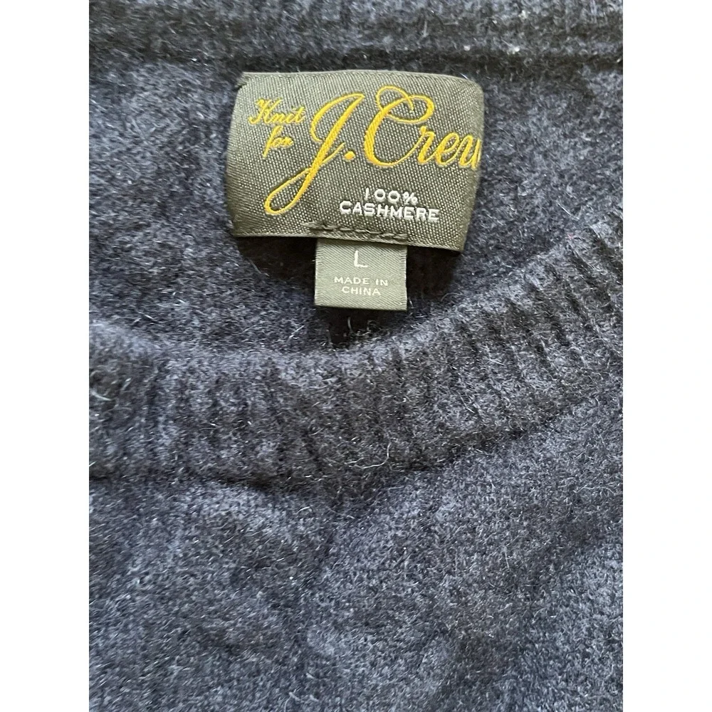 J Crew Men's 100% Cashmere Cable Knit Crew‎ Neck Sweater, Size Large